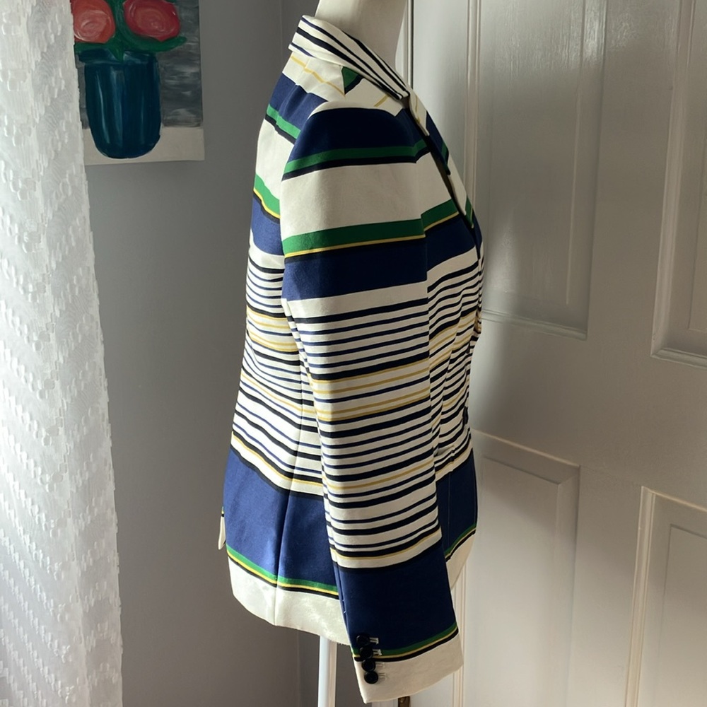 Colorful striped fitted Hilfiger blazer business casual office wear EUC 8 - Picture 4 of 12